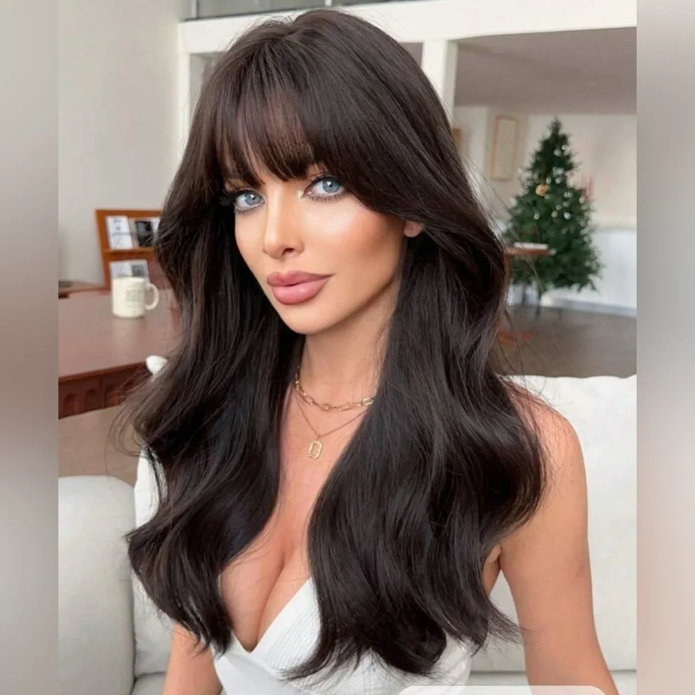 Rich Dark Chocolate Medium Lenght Wig - Calssic wig cap
